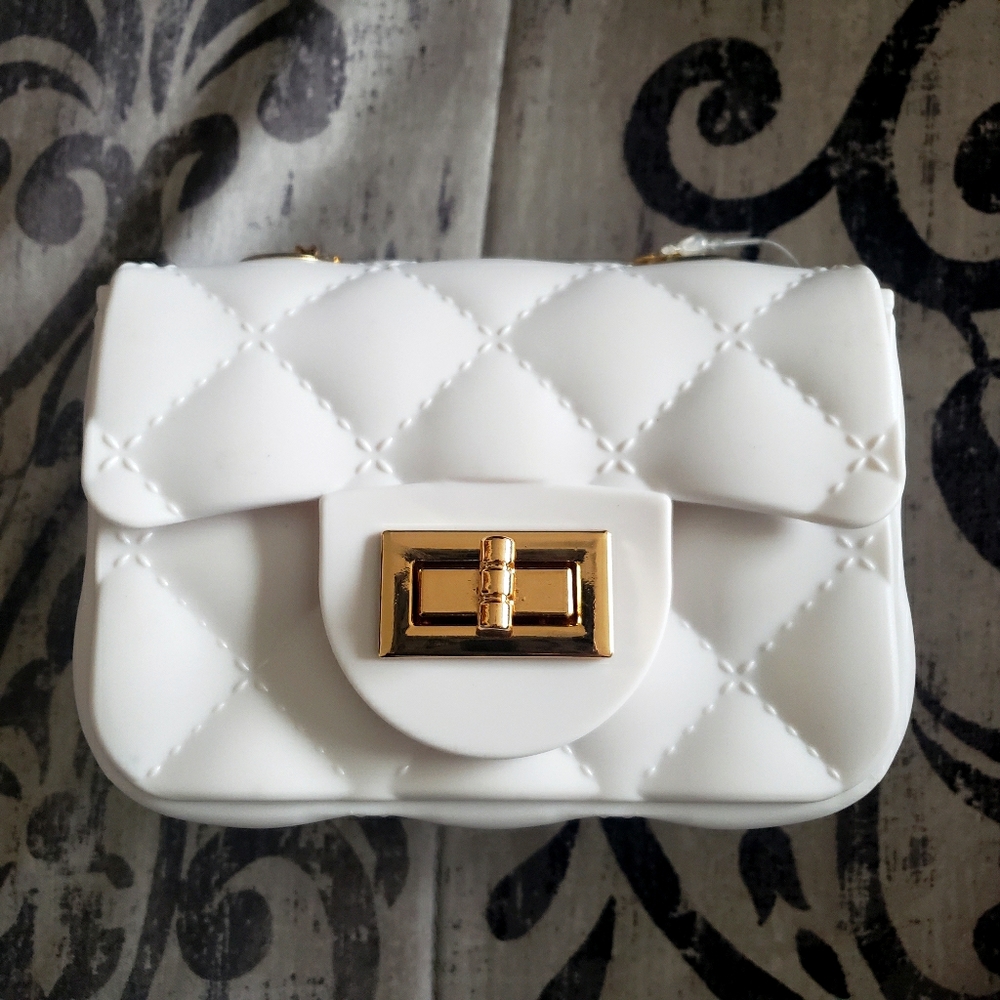 Solid color mini jelly bag white and gold